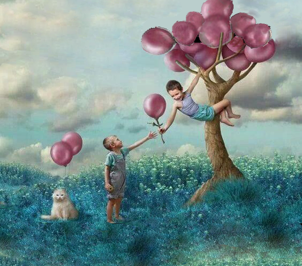 children-with-ballons-and-dog-giving-example